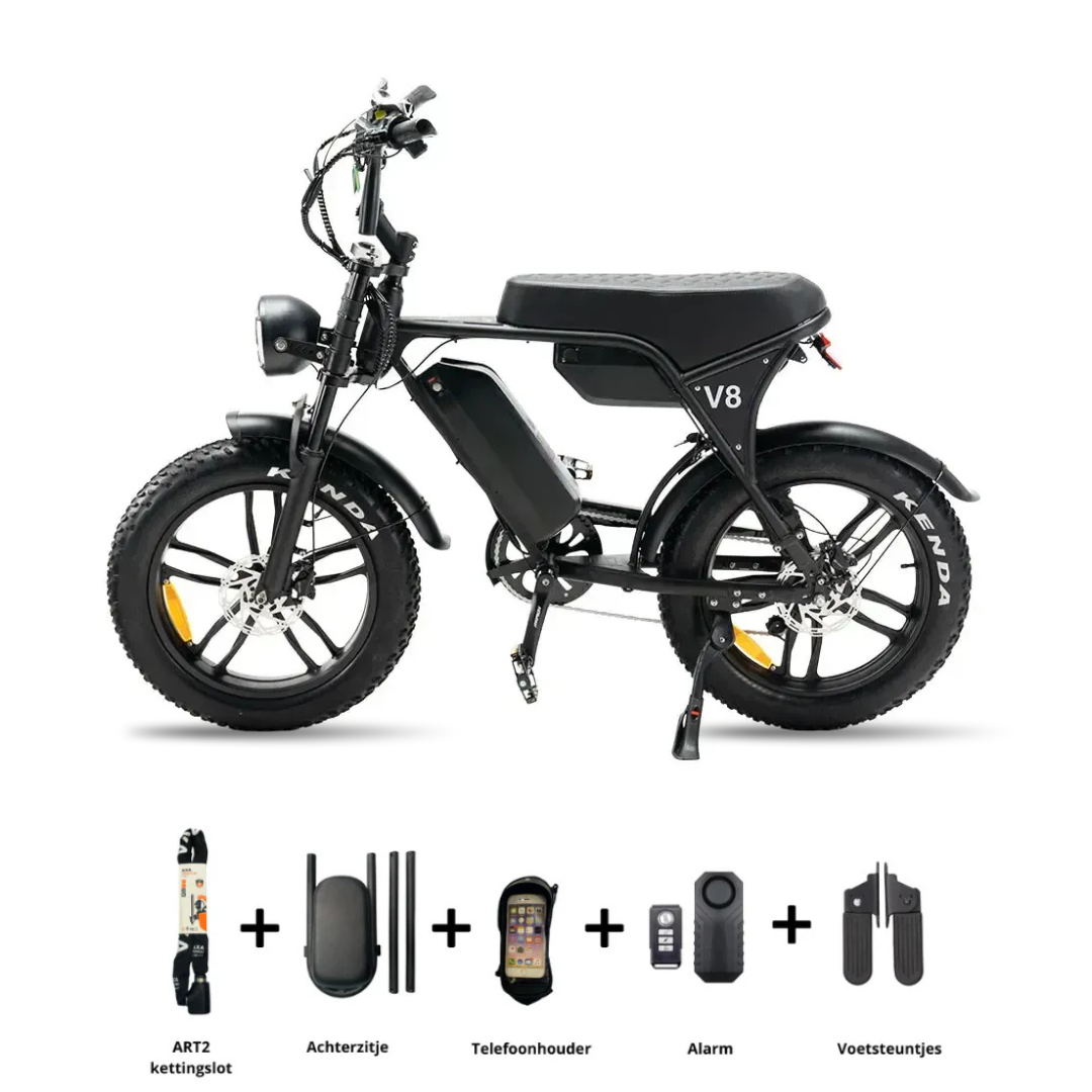 Fatbike OUXI V8 6.0 (C80) Max - Dubbele accu - Zwart